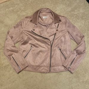 Loft Mauve Pink Suede Moto Jacket Size Small